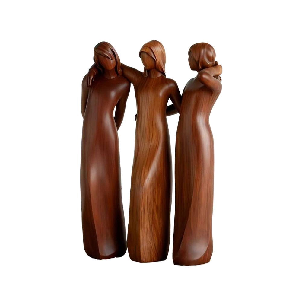 IFRINID Sisters Hugging Figurine, Wooden Faceless Sisterhood Statue ...