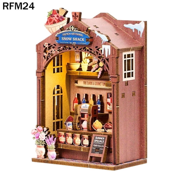 IFRINID Wooden 3d Puzzle Magnetic Assembly Miniature Shop Model Kit, 60-Minute Craft Building Set for Bookshelf Desk Decor, Diy Hobby