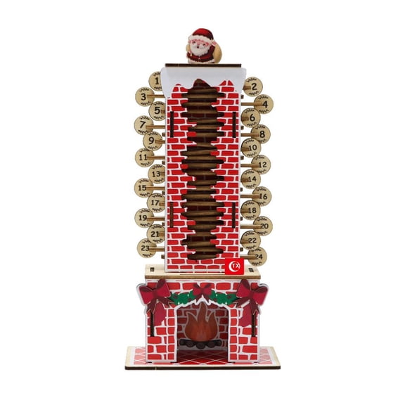 IFRINID Wooden Christmas Advent Calendar, 24-Day Santa Fireplace Countdown Decoration with Numbered Tags for Tabletop Display