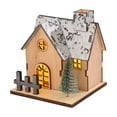 thumbnail image 1 of IFRINID Wooden Christmas House Light, Warm LED Snowy Village Tabletop Decoration with Mini Tree and Fence for Holiday Home Decor, 1 of 7