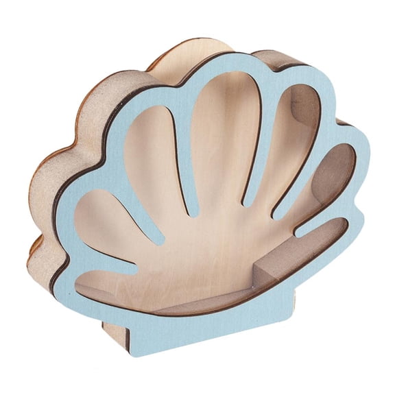 IFRINID Wooden Seashell Display Box, Coastal Style Shell Collection Storage Case with Stand for Home Desk Decor
