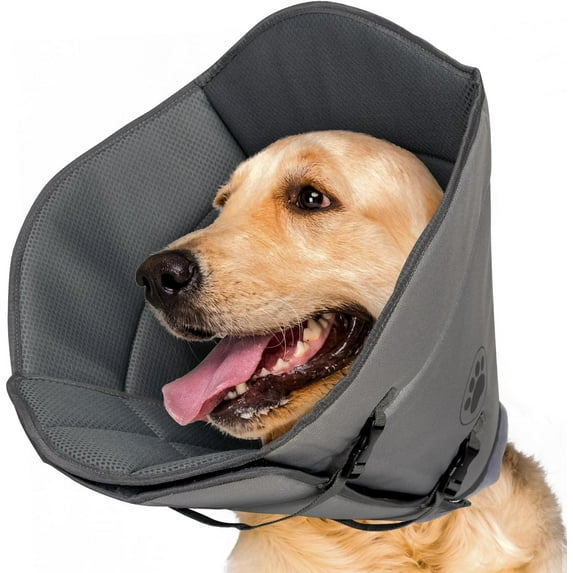 IFurffy Dog Recovery Collar, Large Adjustable Dog Cone, Breathable and Lightweight, Drawstring & Buckle Design, Prevents Licking and Scratching, Pet Protective Collar (Size L)