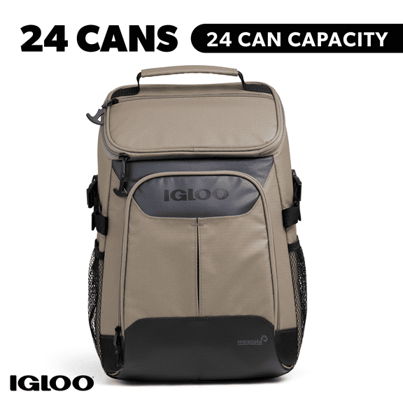 Igloo Trek Backpack Soft-Sided Cooler with 24 Can Capacity in Sandstone Tan