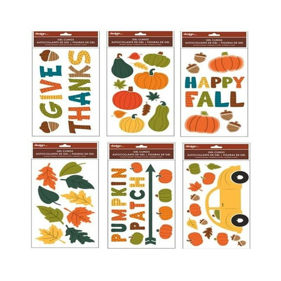 IG Design 9096837 Harvest Gel Clings Window Decor - Pack of 72