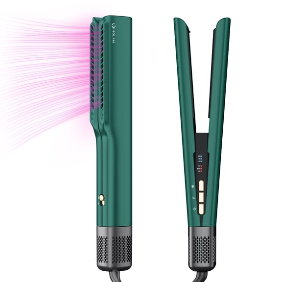 IG INGLAM Air Straightener - Advanced One-Step Airflow Hair Straightener & Dryer, Airflow Flat Iron with 200 Million Negative Ions, Dark Green