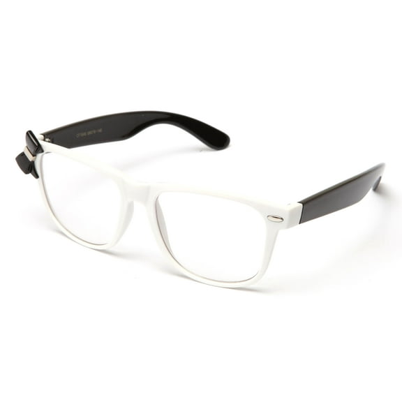 IG Unisex Clear Lens Two Tone Cute Fancy Bow Fashion Glasses in Black