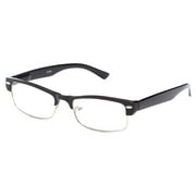 IG Unisex Half Frame Stylish Designer Inspired High Fashion Spring Temple Clear Lens Glasses in Black