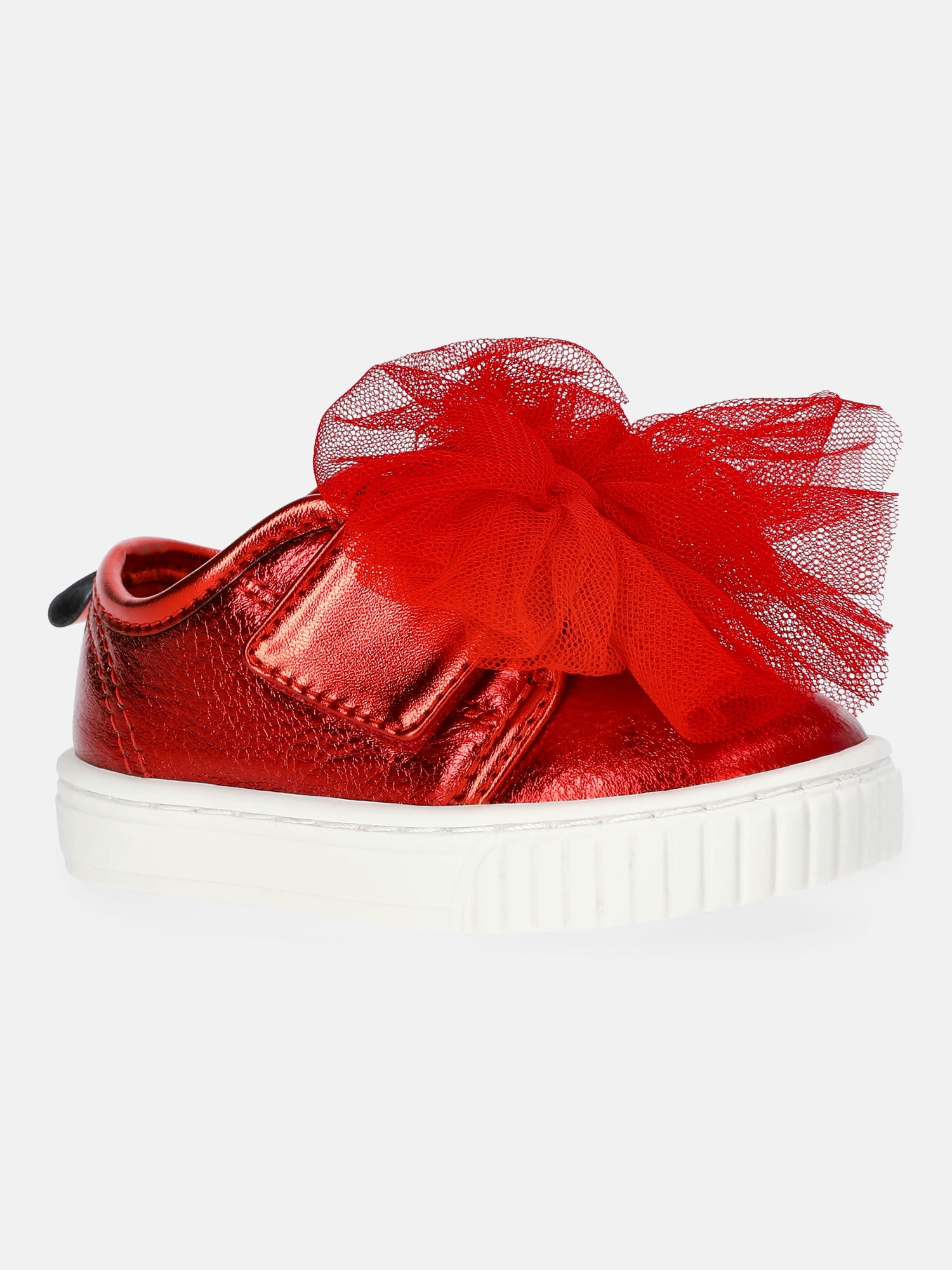 Wonder Nation Baby Girls Strap Bump Toe Tulle Bow Sneakers