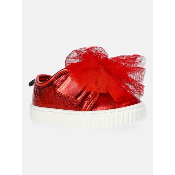 Wonder Nation Baby Girls Strap Bump Toe Tulle Bow Sneakers