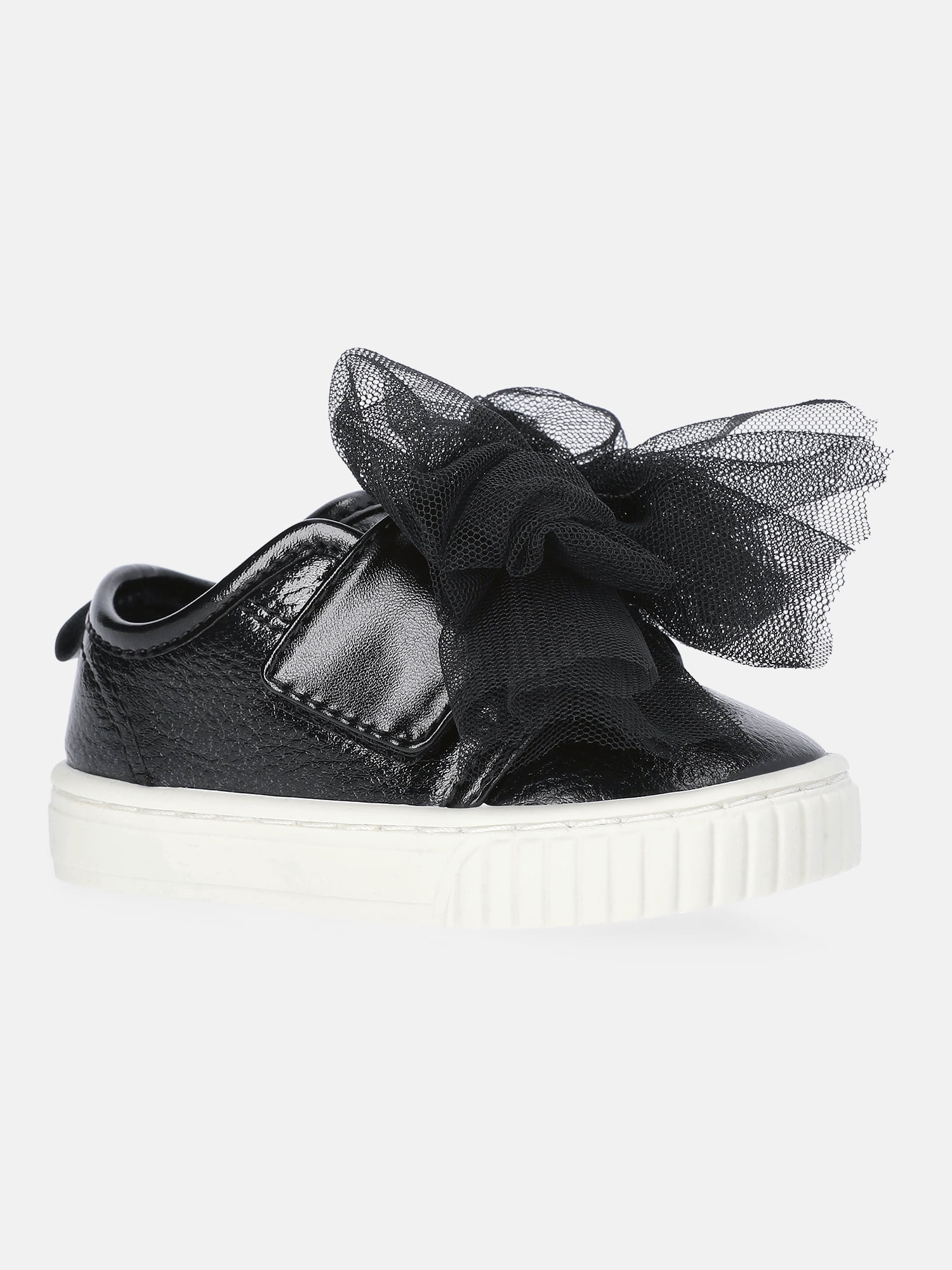 Wonder Nation Baby Girls Strap Bump Toe Tulle Bow Sneakers