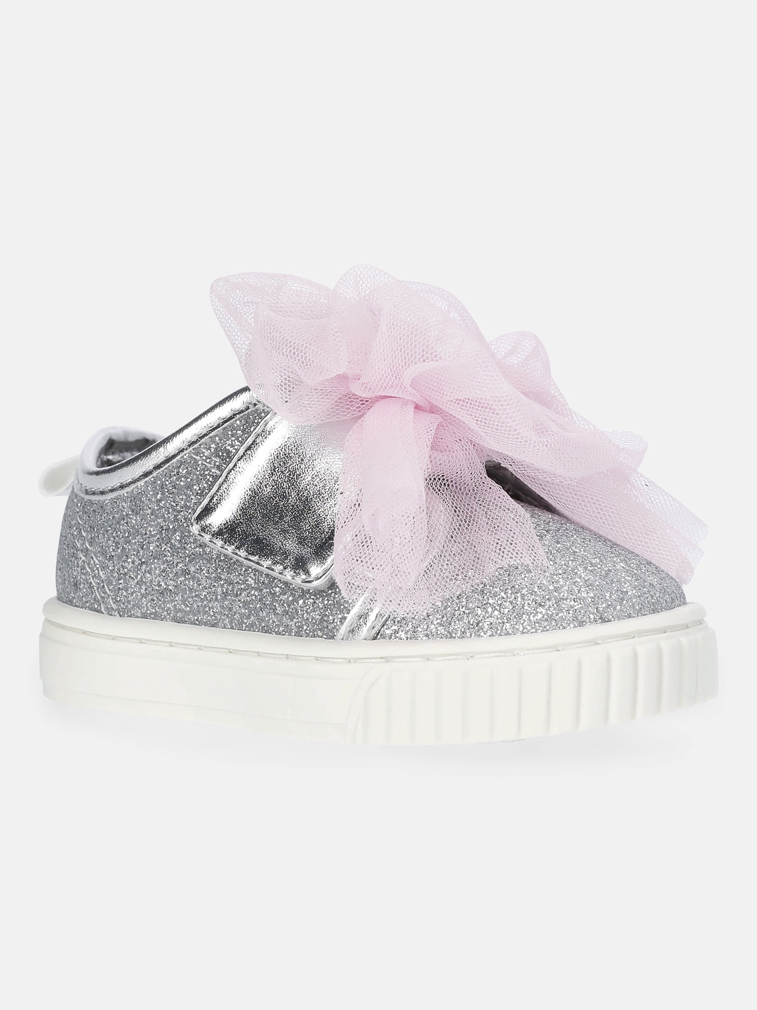 Wonder Nation Baby Girls Strap Bump Toe Tulle Bow Sneakers