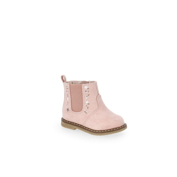 Wonder Nation Baby and Toddler Girls Chelsea Boots with Floral Embroidery