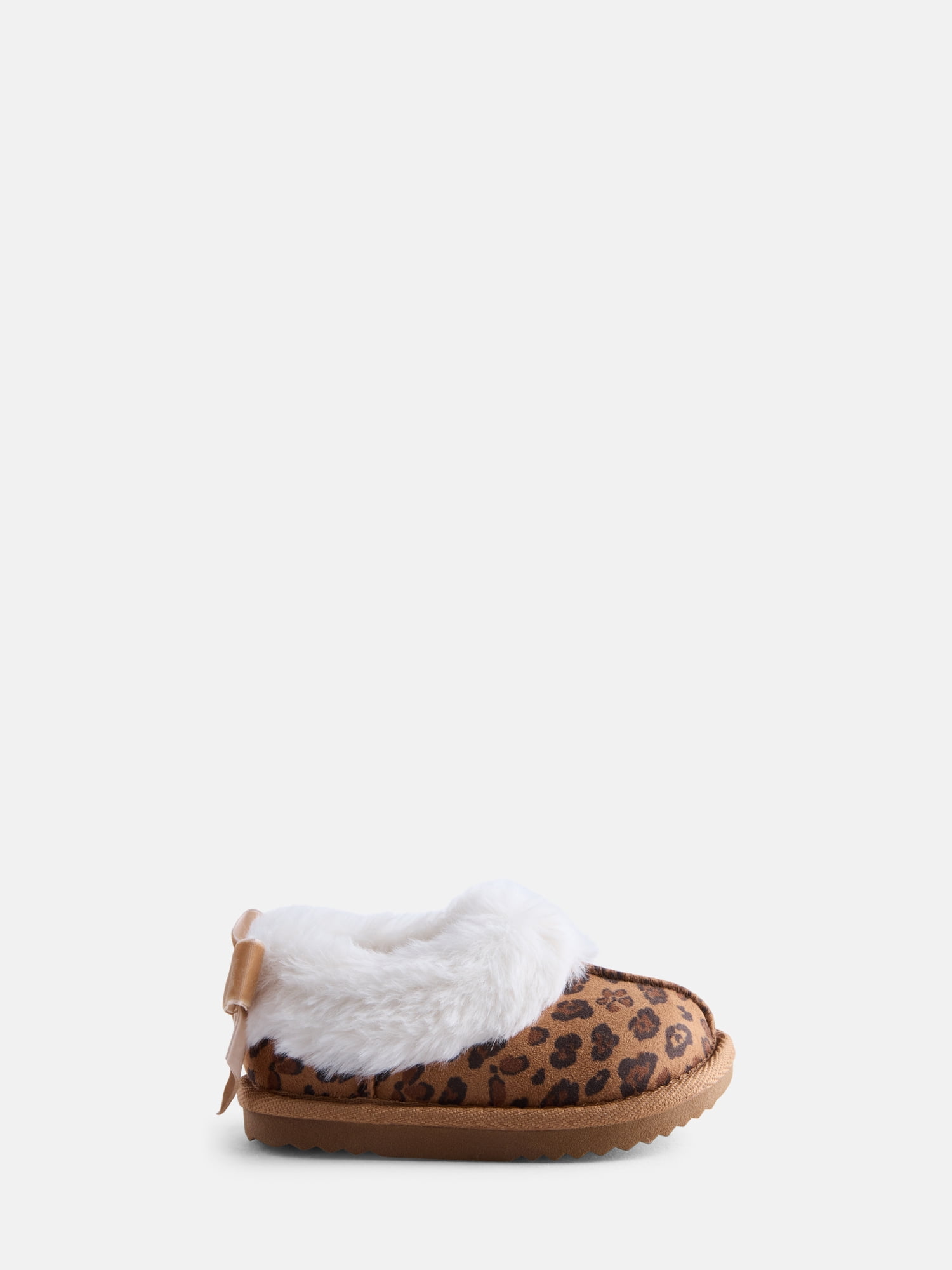Wonder Nation Baby, Toddler, Little and Big Girls Faux Fur Trim Slippers