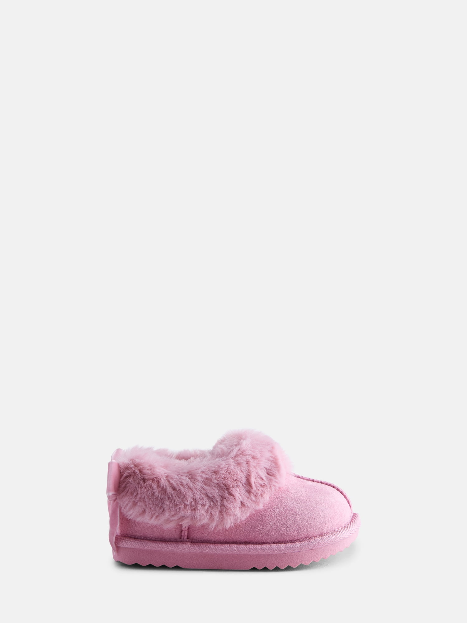 Wonder Nation Baby, Toddler, Little and Big Girls Faux Fur Trim Slippers