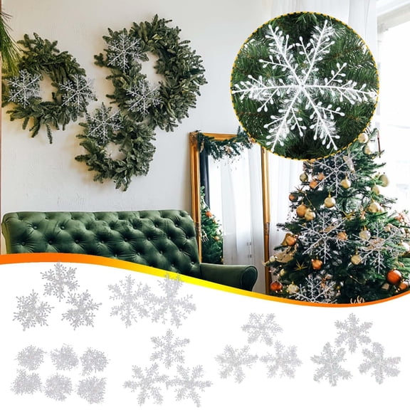 IGEED 3pcs Christmas Snowflake Decorations,Plastic Glitter Snow Flakes Ornaments for Winter Christmas Tree Decoration Pendant,Party Wall Ceiling Window Decorations