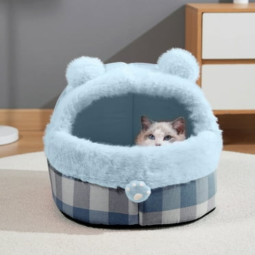 IGEED Cats Beds for Indoor Cats,Cozy Hooded Cat House with Soft Cushion,Plush Self-Warming Large Cats Cave for Pet Bed,Foldable Multifunctional Cats Beds with Non-Slip Bottom