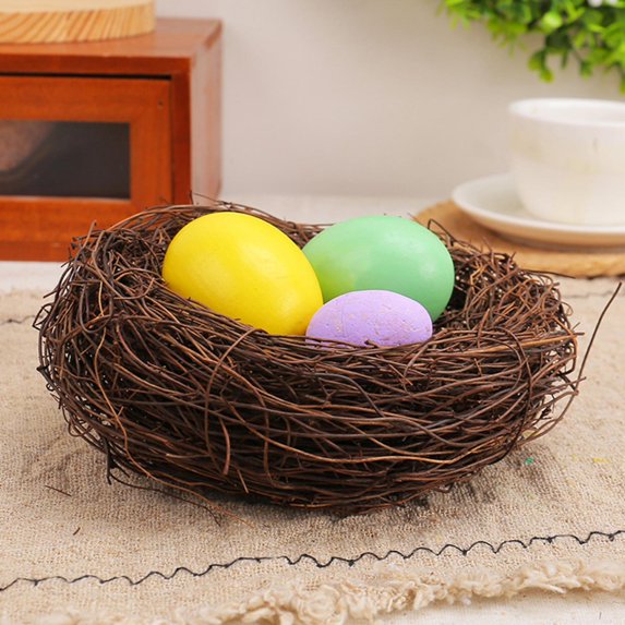 IGEED Easter Simulation Birds Nest Decorating,Mini Artificial Birds Nest Rattan Nest for Easter Crafts,Home Garden Decor Wedding Party,Rattan Birds Nest for Crafts Home Party Decor