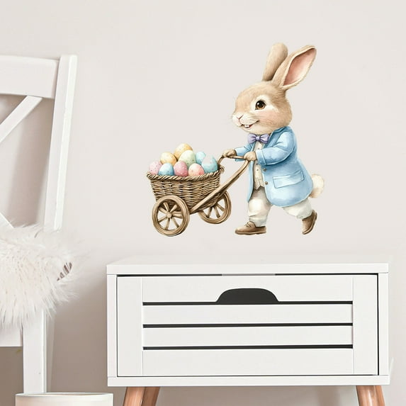 IGEED Easter Stickers,Easter Bunny Wall Decals for Wall Decroation,Easter Eggs Tree Branch Wall Decals,Stick Easter Window Decals,Spring Rabbit Sticker for Living Room Bedroom Supplies