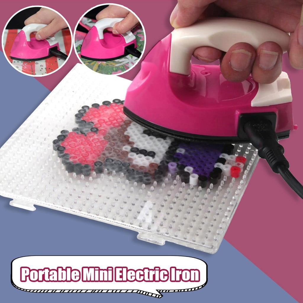 IGEED Portable Mini Iron Travel Plastic Beads Clothes Sewing Supplies,Mini Iron Portable Handy Heat Press Small Iron,DIY Accessories