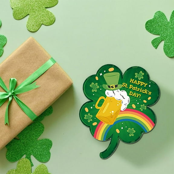IGEED St. Patrick's Day Tableware Set,Green Shamrock Theme Tableware Set,Disposable Party Decorative Tableware Paper Set,Irish-Themed Birthday Party Supplies