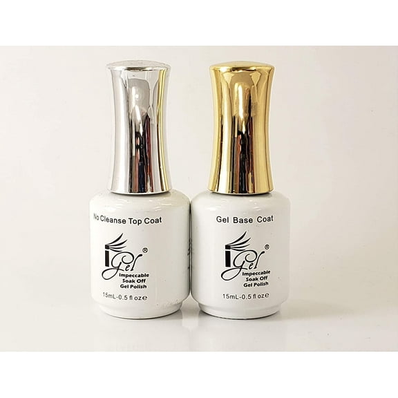 IGEL Beauty Impeccable Soak Off Gel No-Wipe Top Coat + Base Coat 0.5 oz