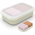 thumbnail image 1 of IGETTOCO Enhanced Leakproof Silicone Travel Shampoo bar Holder Shampoo and Conditioner Bar Container Soap Box for Handmade Soap Shatterproof Soap Holder for Save Soap (Clear&Violet), 1 of 8