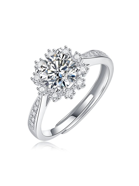 IGI CERTIFIED Lab Grown Diamond Promise Rings 1 Carat D–E Color VVS Clarity Women Engagement Ring 925 Sterling Silver Diamond Rings for Women Size 5-9 