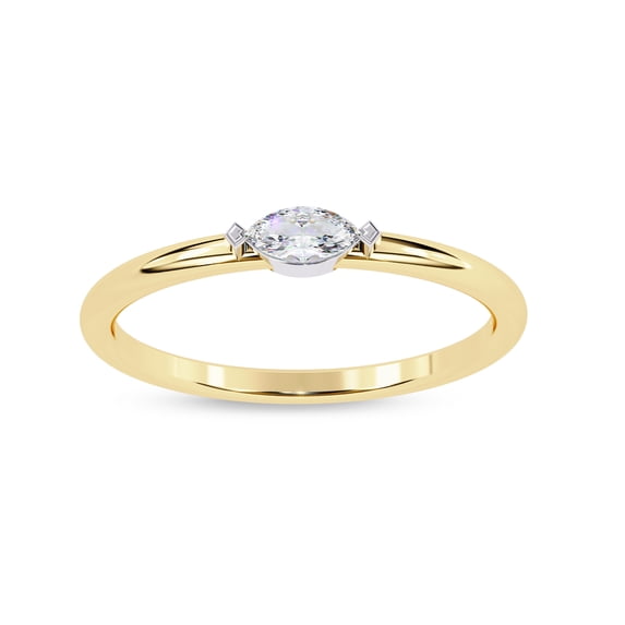 IGI Certified 0.10 Carat (ctw) Marquise Lab Grown Diamond Solitaire Stackable Engagement Promise Rings For Women In 18K Solid Yellow Gold | F-G, VS-SI Quality 1/10 Ctw Ring Size-7