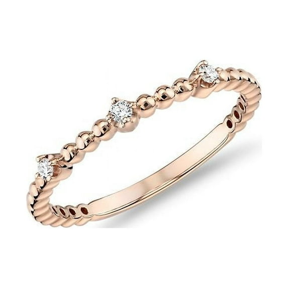 IGI Certified 0.10 Ct Classic Round Cut Lab Grown Diamond Engagement Eternity Band for her Solid 18K Rose Gold Size 10 (E/VVS2) by Diamond-Capitals