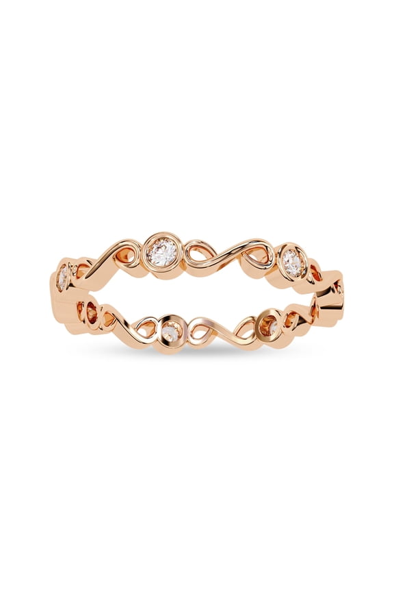 IGI Certified 0.20 Carat (ctw) Lab Grown Diamond Infinity 7-Stone Engagement Wedding Band Rings For Women In 14K Solid Rose Gold | F-G, VS-SI Quality 1/5 Cttw Ring Size-7