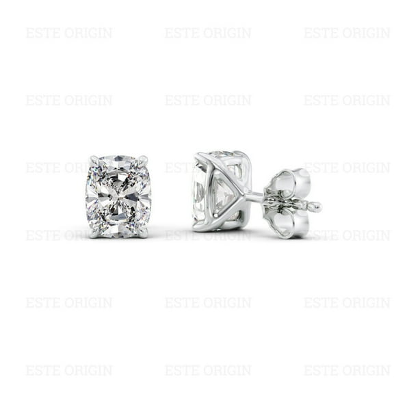 IGI Certified 0.5 Ct Elongated Cushion Cut Lab-Grown Diamond Stud Earrings – 14K White Gold | Women's Earrings