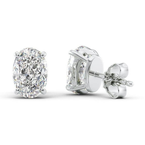 IGI Certified 0.5 Ct Oval Cut Lab-Grown Diamond Stud Earrings – 14K White Gold | Women's Earrings
