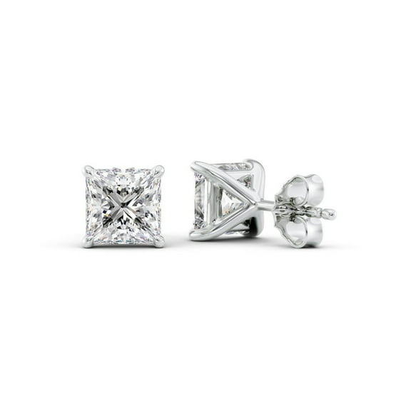 IGI Certified 0.5 Ct Princess Cut Lab-Grown Diamond Stud Earrings – 14K White Gold | Women's Earrings