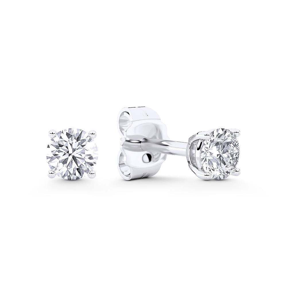 IGI Certified 0.50ct (F Color, VS Clarity) Lab Grown Diamond Round Brilliant Cut 4-Prong Basket Solitaire Stud Earrings in 14k White Gold