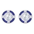 thumbnail image 1 of AFFY IGI Certified 0.60 Ct White Natural Diamond & Simulated Blue Sapphire Halo Stud Earrings in 10k White Gold (H-I Color, SI2-I1 Clarity), 1 of 1