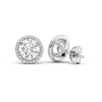 IGI Certified 0.65 Ct Round Cut Lab-Grown Diamond Halo Stud Earrings – 14K White Gold | Women's Earrings