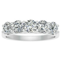 IGI Certified 1.00 Carat TW Diamond Five Stone Wedding Band in 14k White Gold (G-H Color, I2-I3 Clarity)