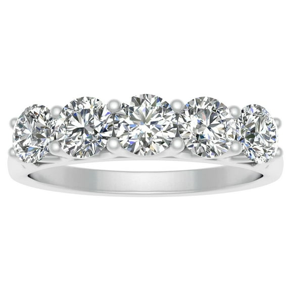 IGI Certified 1.00 Carat TW Diamond Five Stone Wedding Band in 14k White Gold (G-H Color, I2-I3 Clarity)