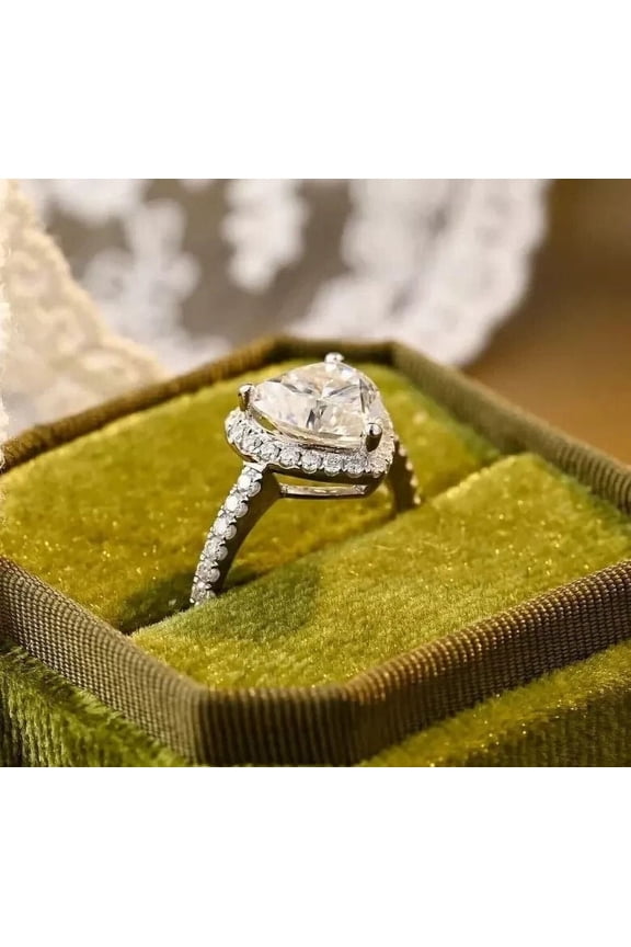 IGI Certified 1.00 TCW Heart Lab Grown Diamond Halo Engagement Wedding Ring