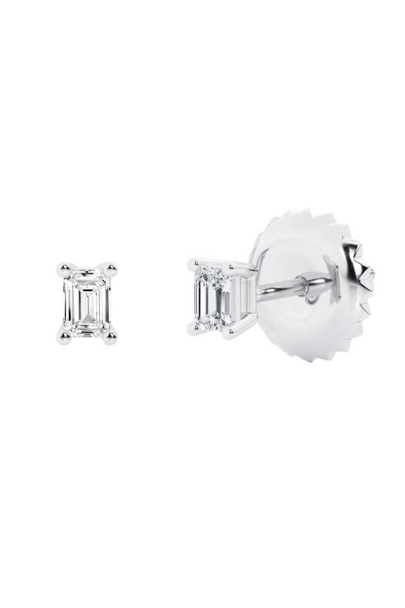 Unique Moments IGI Certified 1/2 Ctw Emerald 14k White Gold Diamond Stud Earrings for Women (E-F,VS2)