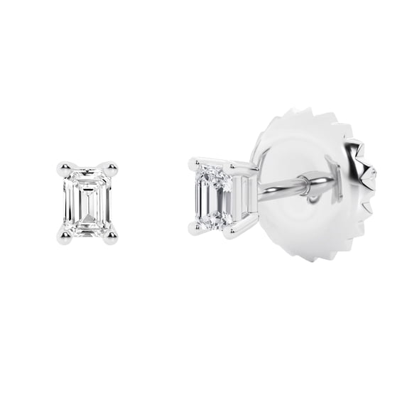 Unique Moments IGI Certified 1/2 Ctw Emerald 14k White Gold Diamond Stud Earrings for Women (E-F,VS2)