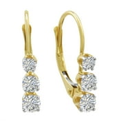 AMANDA ROSE IGI Certified 1/2ct TW Genuine Diamond Lever Back Earrings For Women in14K Yellow Gold