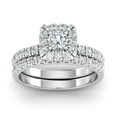 thumbnail image 1 of IGI Certified 1.50 Carat TW Diamond Halo Bridal Set Engagement Ring in 10k White Gold (G/I2), 1 of 6