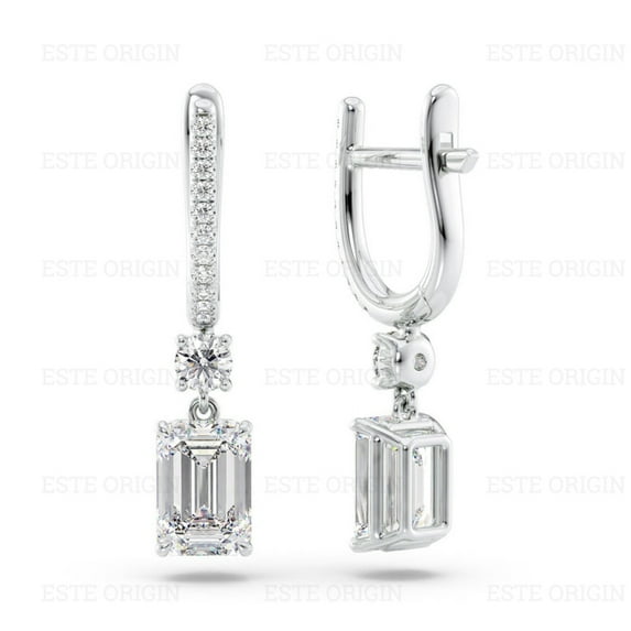 IGI Certified 1.50 Ct Emerald Cut Diamond Drop Earrings – 14K White Gold | Women's Earrings
