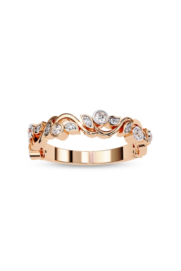 IGI Certified 1/6 Carat (ctw) Lab Grown Diamond Floral Half Eternity Engagement Wedding Band Rings For Women In 18K Solid Rose Gold | F-G, VS-SI Quality (0.17 Cttw) Ring Size-10