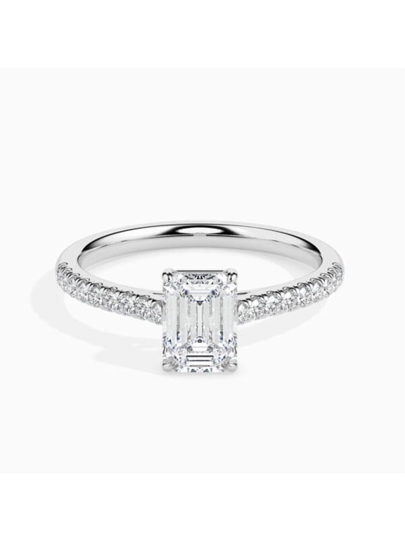 IGI Certified 1 Carat Beautiful Lab Grown Diamond Anniversary Ring for Wife Solid 10K White Gold | Solitaire with Accents Diamond Ring for Ladies | Size 11 by Diamond-Capitals
