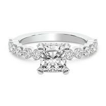IGI Certified 1 Carat Cushion Shape Lab Grown Diamond Engagement Ring | 14K White Gold | Caitronia Floating Side Stones Diamond Ring | FG-VS1-VS2 Quality Friendly Diamonds