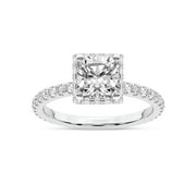 IGI Certified 1 Carat Cushion Shape Lab Grown Diamond Engagement Ring | 14K White Gold | Cleopatra Halo Diamond Ring | FG-VS1-VS2 Quality Friendly Diamonds