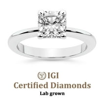 IGI Certified 1 Carat Cushion Shape Lab Grown Diamond Engagement Ring | 14K White Gold | Cordelia Knife Edge Solitaire Diamond Ring | FG-VS1-VS2 Quality Friendly Diamonds