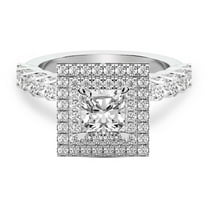 IGI Certified 1 Carat Cushion Shape Lab Grown Diamond Engagement Ring | 14K White Gold | Crowned Cresta Double Halo Diamond Ring | FG-VS1-VS2 Quality Friendly Diamonds
